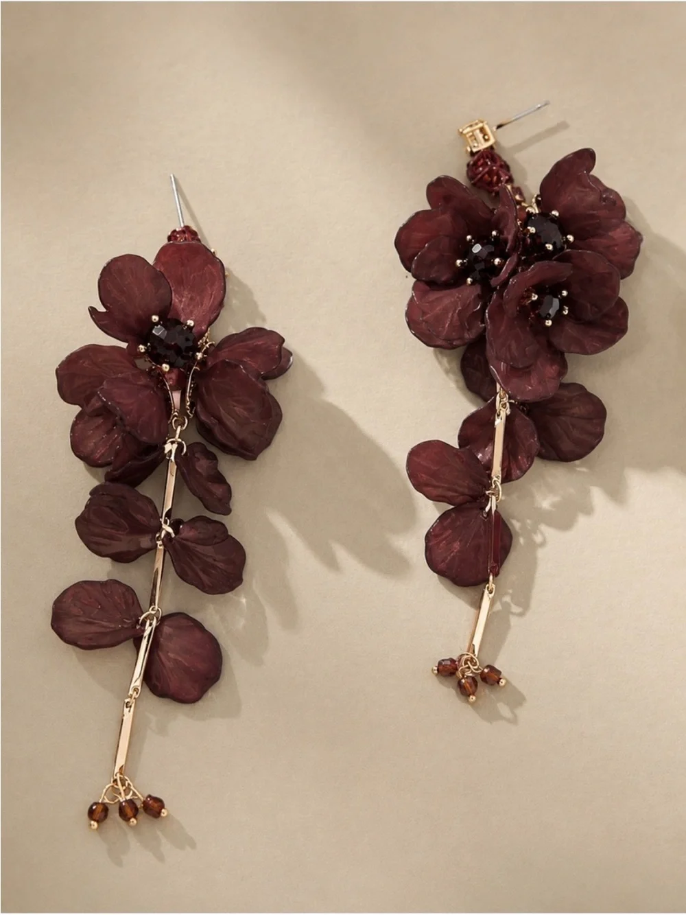 Anthropologie Blossom Drop Earrings Brown